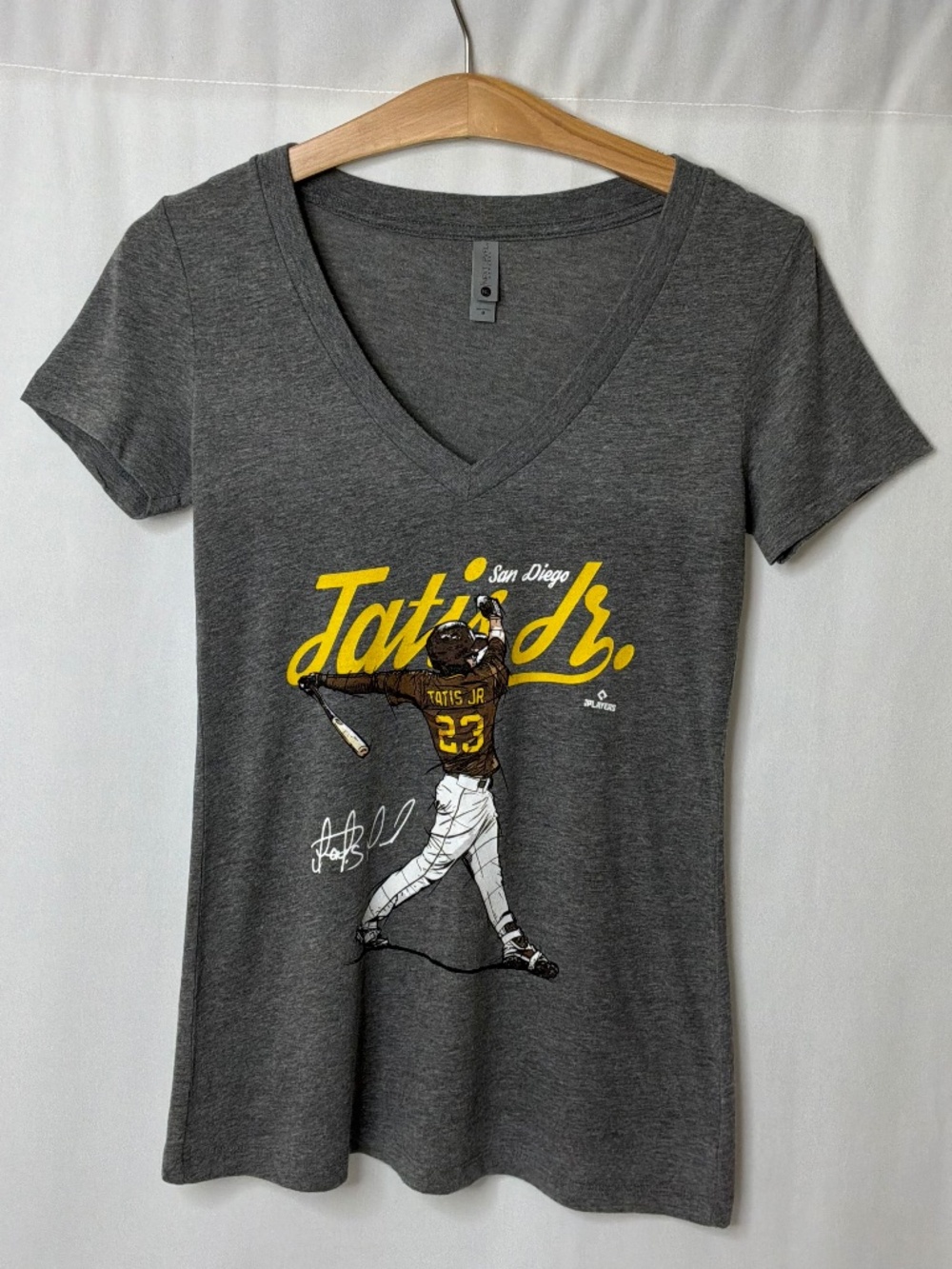 San Diego Padres Fernando Tatis Jr. Dark Heather Gray Women’s V-neck T-Shirt